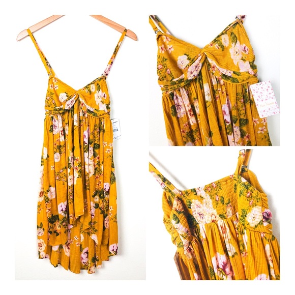 Free People Tops - Free People Mirage Yellow Floral Tubetop/Tank XS